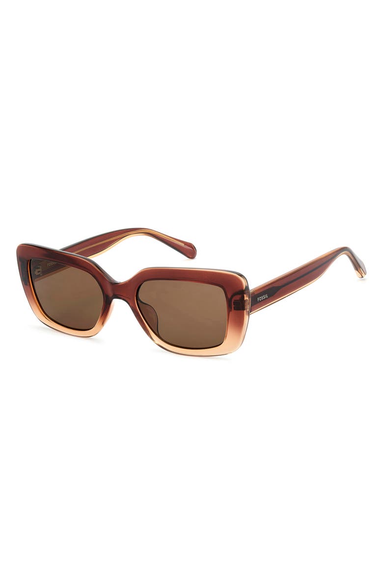 Fossil 52mm Gradient Rectangular Sunglasses, Alternate, color, Brown/ Brown