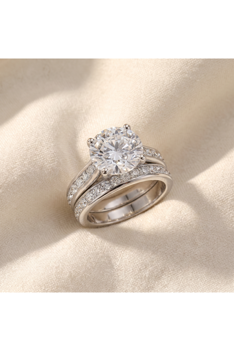 Certified 6Ct Sharon Diamond Engagement Wedding Ring Set Gold Lab Grown, Alternate, color, 10k White Gold