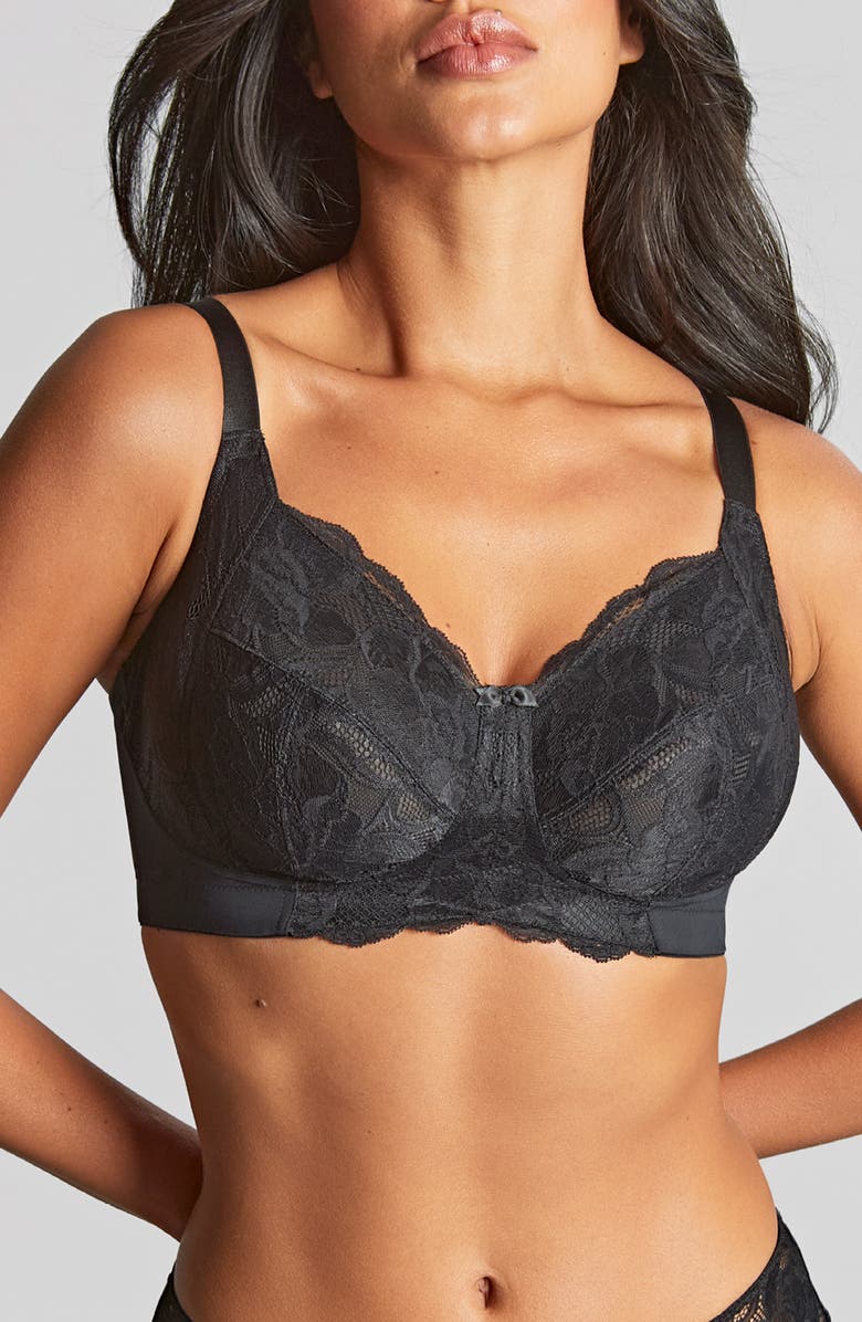 Panache Rocha Full Coverage Lace Side Support Wireless Bra, Main, color, Black