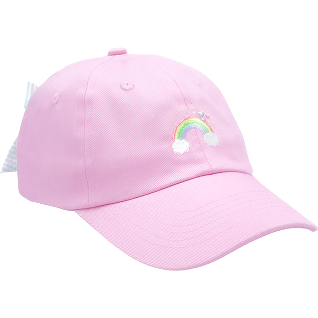 Bits & Bows Rainbow Sparkle Twill Bow Baseball Hat In Pink