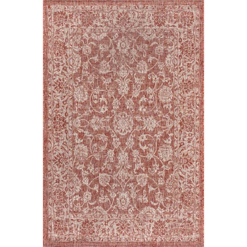 Tela Bohemian Textured Weave Floral Indoor/Outdoor Area Rug