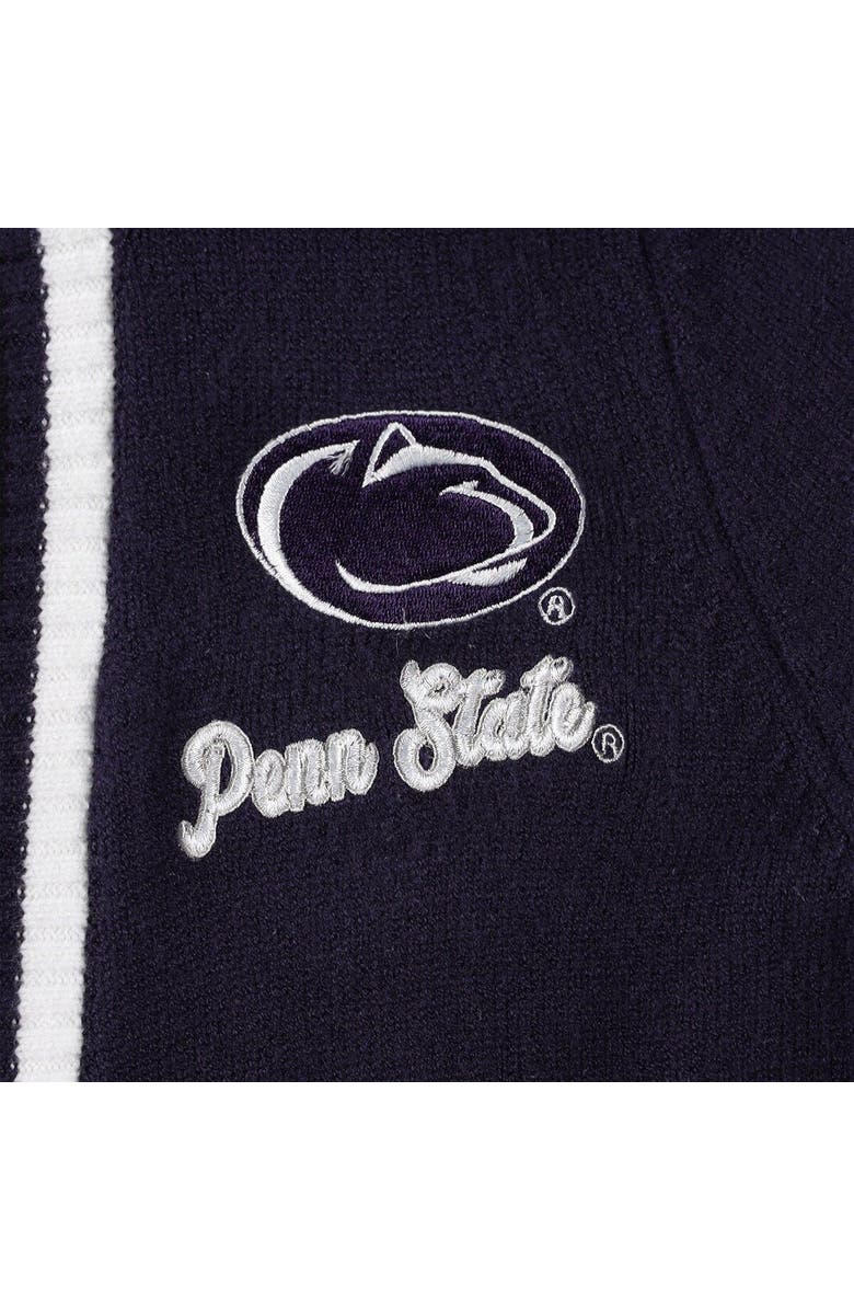 GAMEDAY COUTURE Women's Gameday Couture Navy Penn State Nittany Lions One More Round Tri-Blend Striped Cardigan Sweater, Alternate, color, Navy