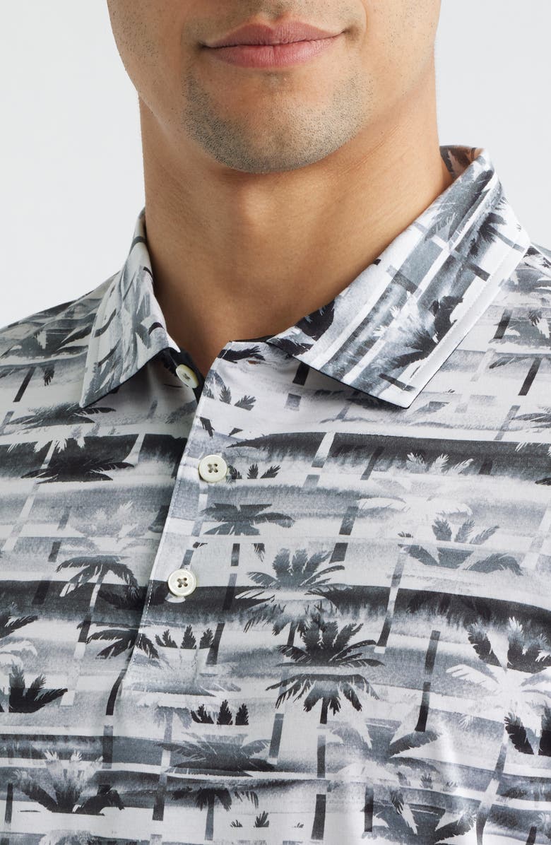 Bugatchi Hendrix Digital Abstract Print Pima Cotton Polo, Alternate, color, Cement