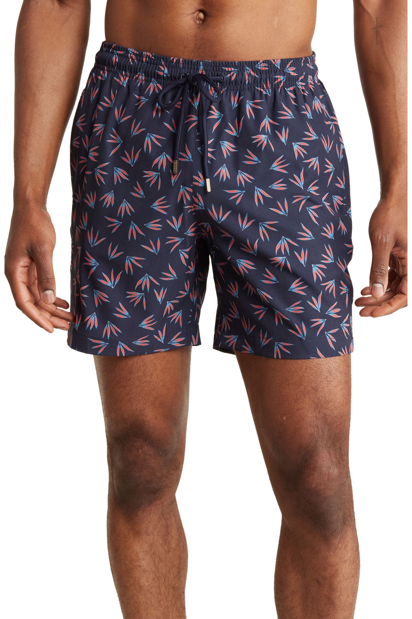 Water Main Laying Machine Stone Rose Floral Print Swim Trunks (Men) | Nordstromrack