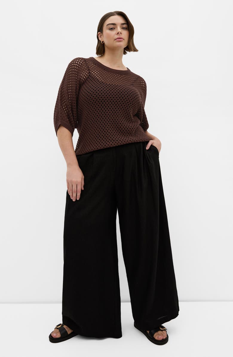 City Chic Open Stitch Sweater, Alternate, color, Chocolate