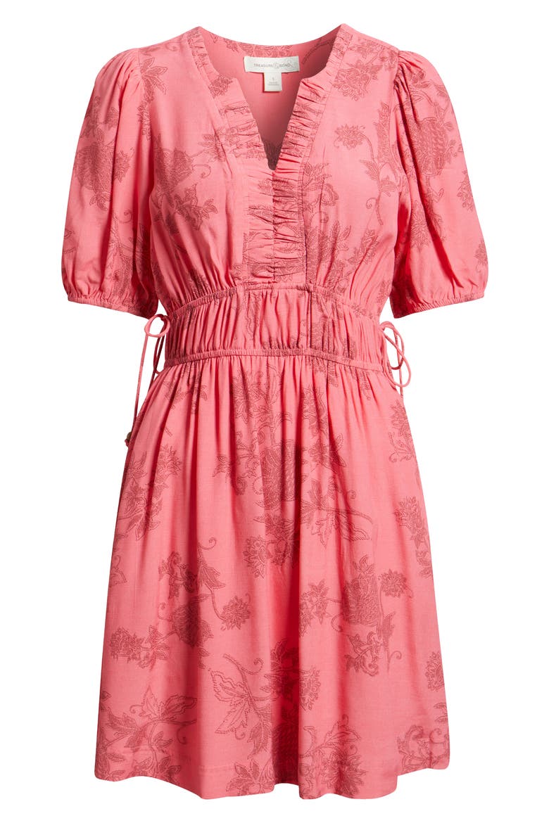 Print Puff Sleeve Minidress, Alternate, color, PINK LACE BLOOM