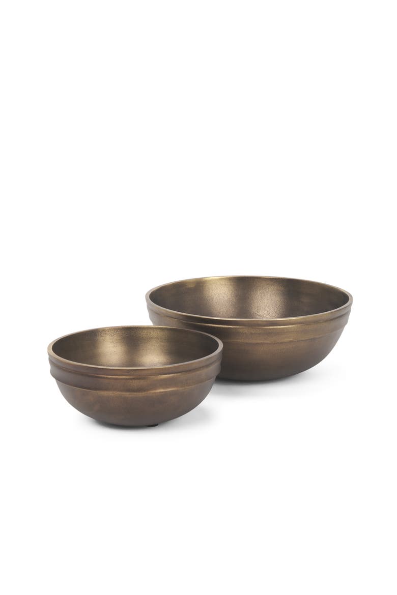 Tomiko Decorative Finished Cast Aluminum Round Bowls, Main, color, Brass