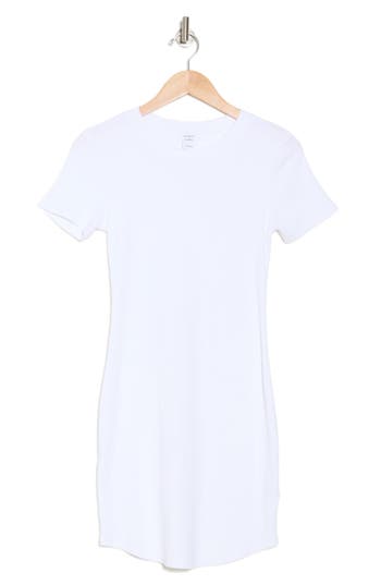Melrose And Market Short Sleeve Crewneck Mini Dress In White