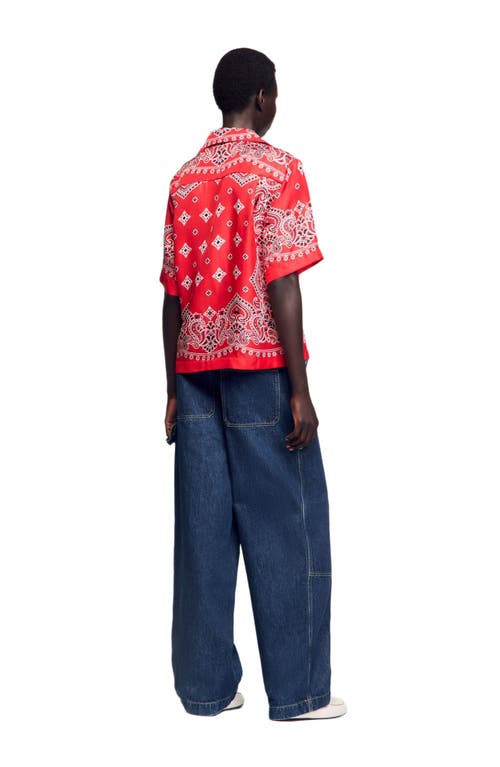 Sandro Bandana Print Silk Shirt In Multi