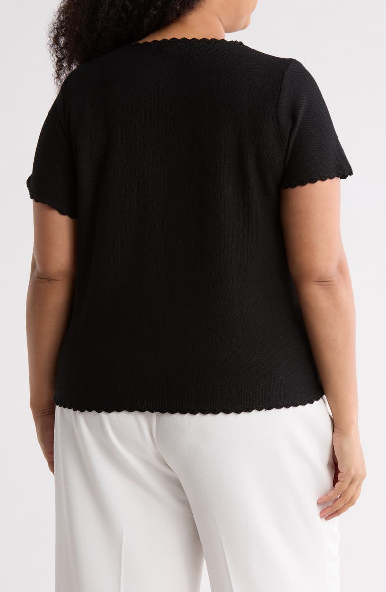 Adrianna Papell Short Sleeve Sweater, Alternate, color, Black
