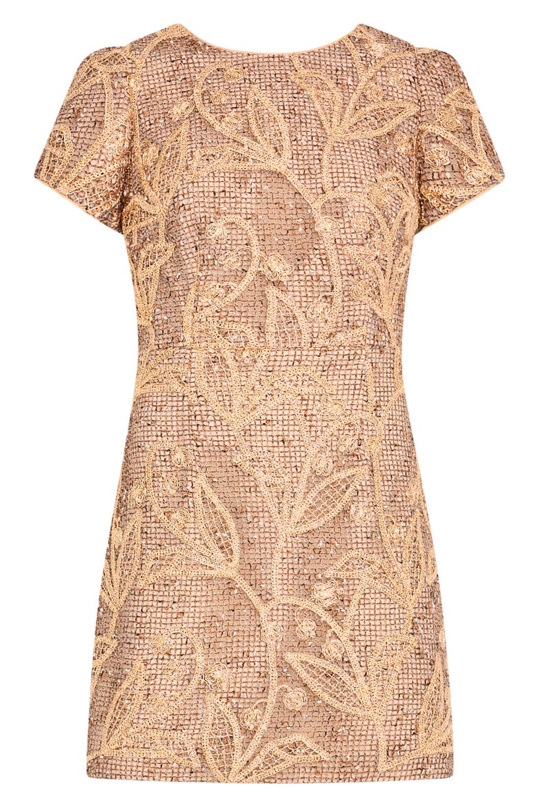 Daisy Embroidered Minidress, Main, color, GOLD MULTI