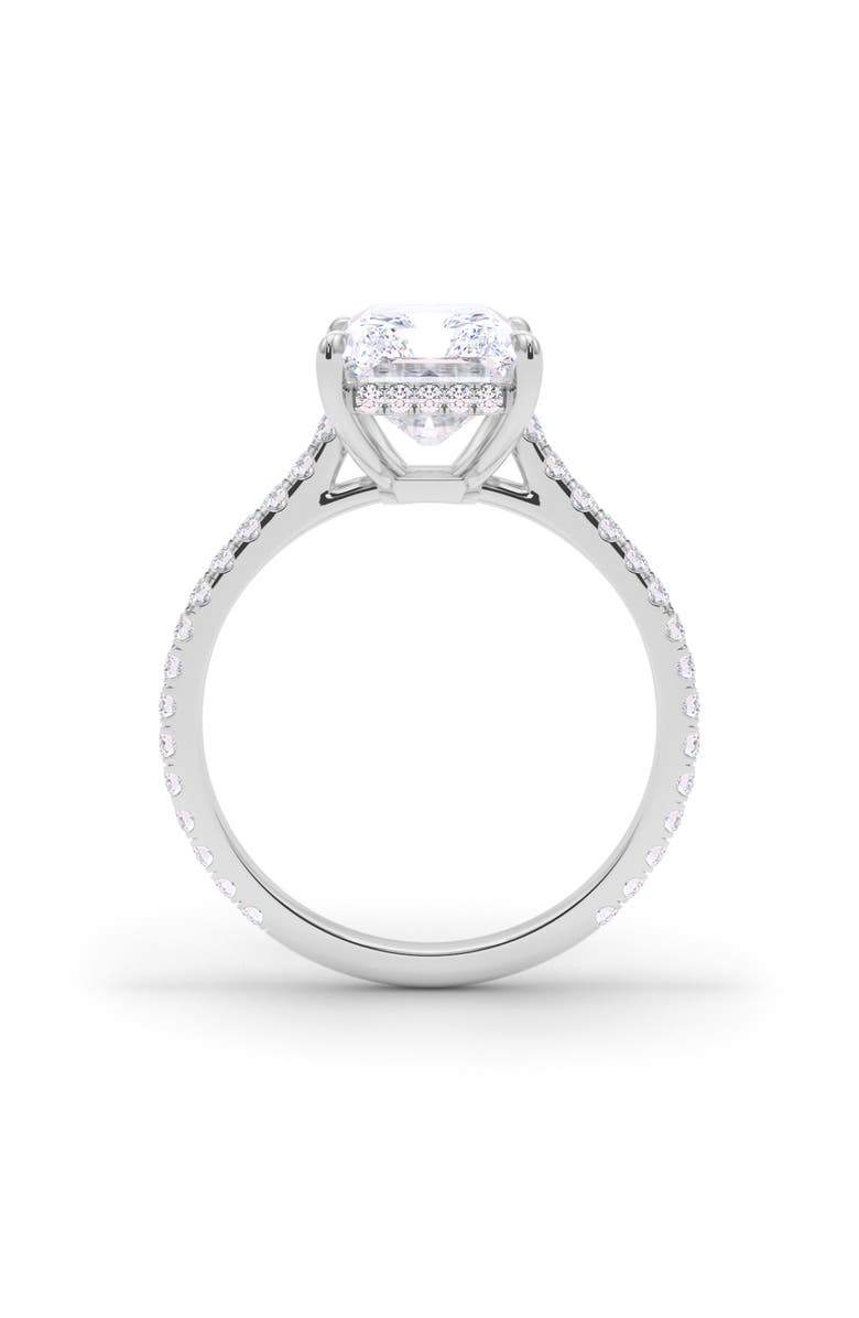 HauteCarat Radiant Cut Pavé Lab Grown Diamond Ring, Alternate, color, 2.00 Ctw 18K White Gold