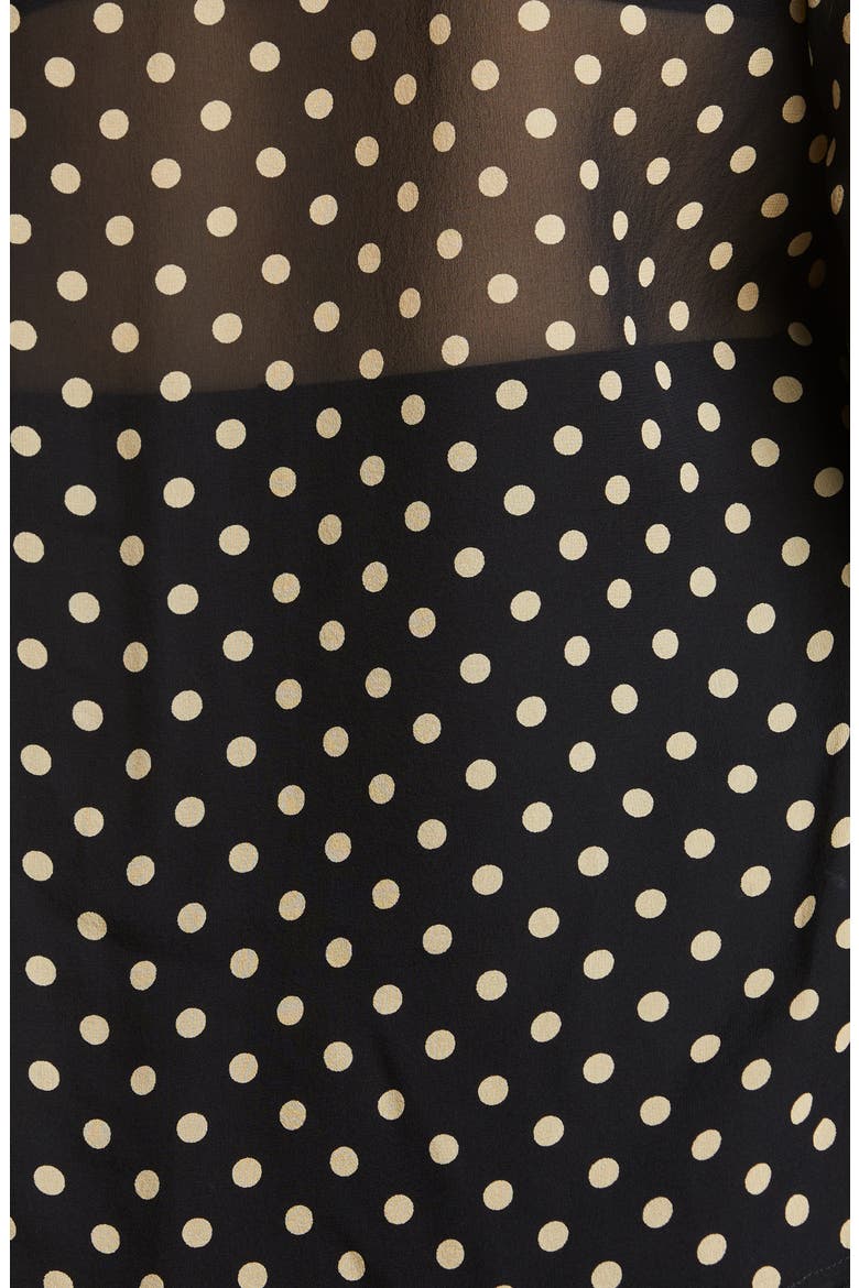 Carina Tie Neck Silk Top, Alternate, color, BLACK/ BEIGE DOT