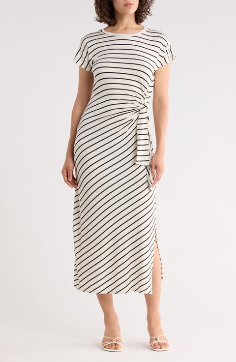 Stripe Side Tie Maxi Dress