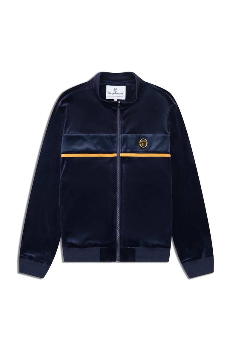 Forato Velour Track Jacket, Alternate, color, MARITIME BLUE