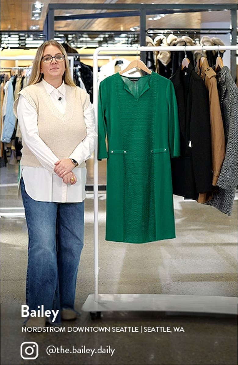 Textured Split Neck A-Line Dress, sales video thumbnail