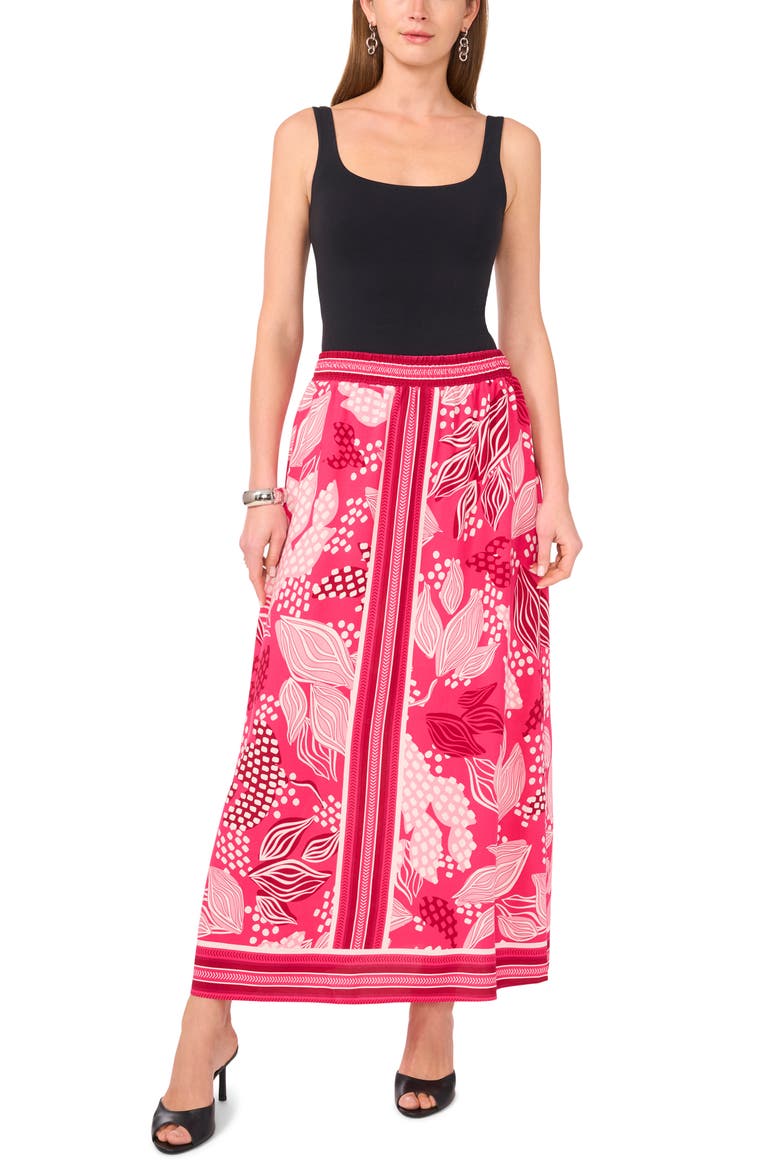 A-Line Midi Skirt, Alternate, color, PINK PEACOCK LEAVES