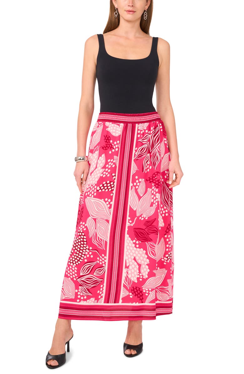 Halogen<sup>®</sup> A-Line Midi Skirt, Alternate, color, Pink Peacock Leaves
