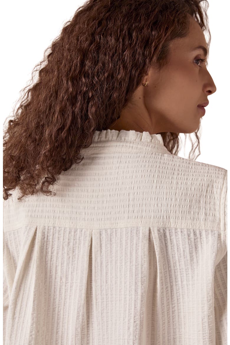 Textured Cotton Shirt With Frill Collar, Alternate, color, Chalk
