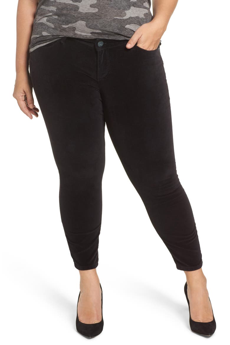 Velvet Skinny Ankle Jeans, Main, color, BLACK