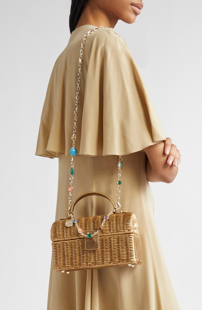 JUDITH LEIBER COUTURE Isla Wicker Top Handle Bag, Alternate, color,