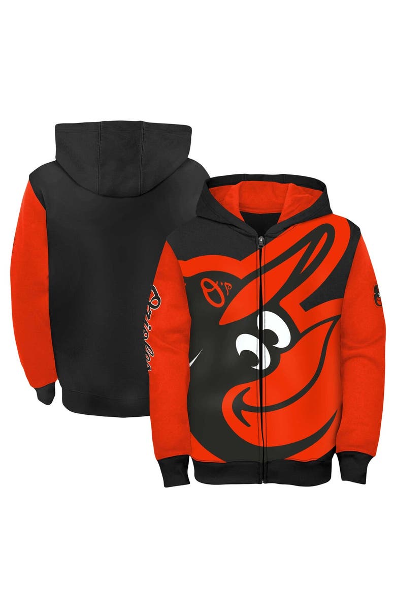Outerstuff Youth Fanatics Branded Orange/Black Baltimore Orioles Postcard Full-Zip Hoodie Jacket, Main, color, 
