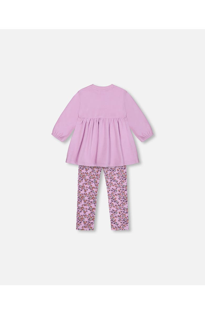 Deux par Deux Girl's Tunic And Printed Leggings Set Lilac Mini Flowers, Alternate, color,