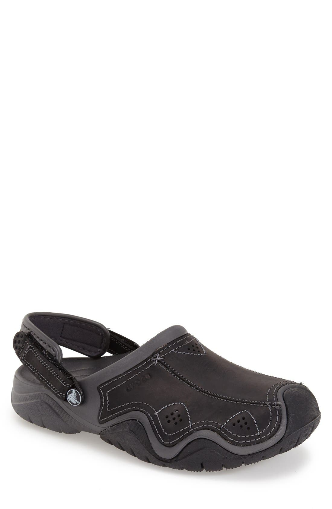 CROCS <sup>™</sup> 'Swiftwater' Leather Clog, Main, color, 