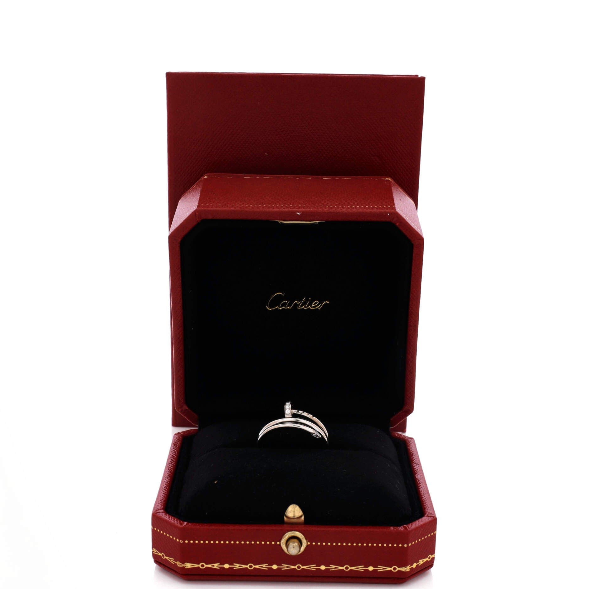 Juste un Clou Double Ring 18K White Gold and Diamonds Small, Alternate, color, Metallic Gold
