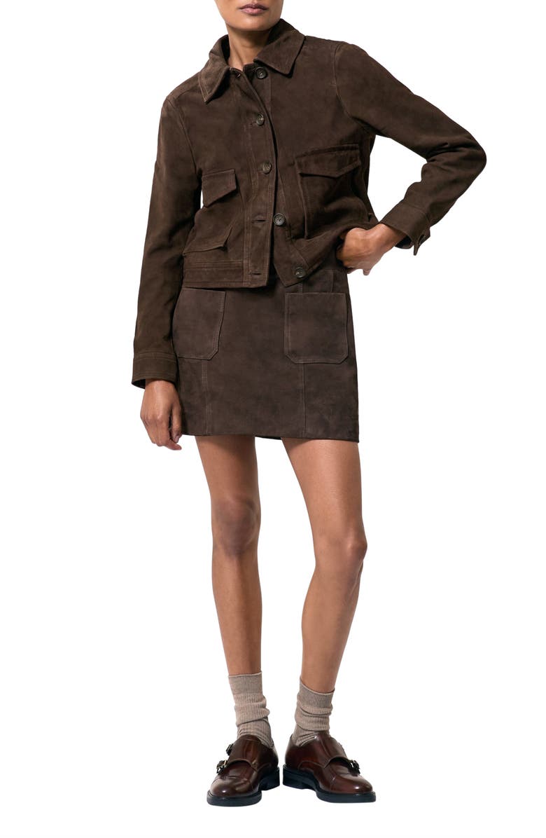 Reiss Hanson Suede Jacket, Alternate, color, Chocolate Brown