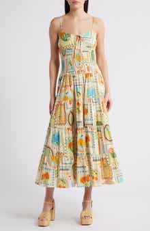 MOON RIVER Print Tiered Maxi Dress