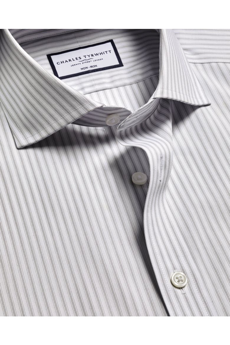 Non-Iron Poplin Stripe Shirt, Alternate, color, Gray