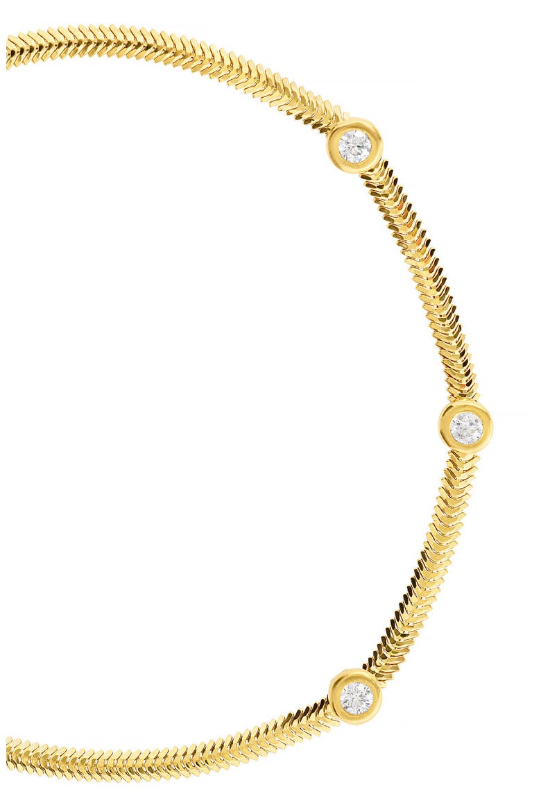 Herringbone Cubic Zirconia Bracelet, Alternate, color, GOLD