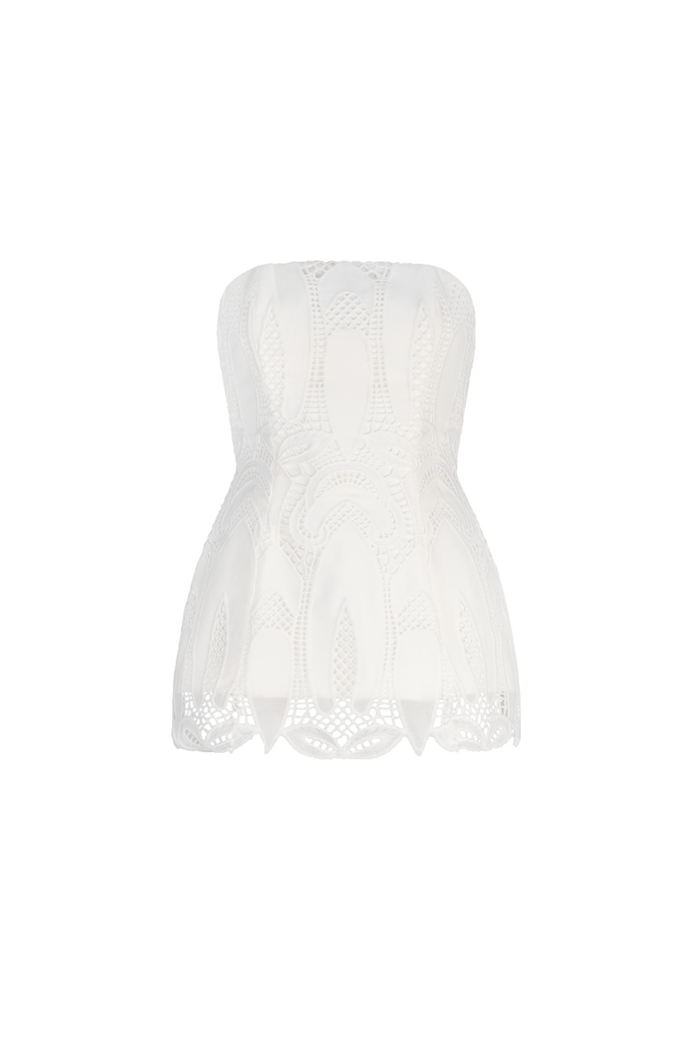 Opal Long Line Bustier, Alternate, color, White
