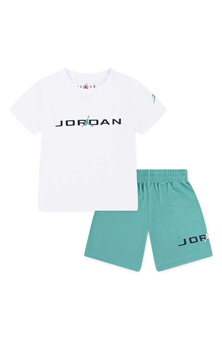Jordan Kids' MJ Baseline Jersey T-Shirt & Mesh Shorts Set, Main, color, Washed Teal
