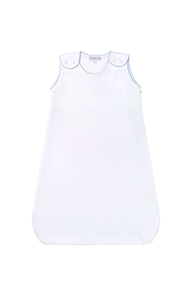 Nellapima Basket Weave Quilted Baby Sack - Baby, Main, color, White With Blue Trim