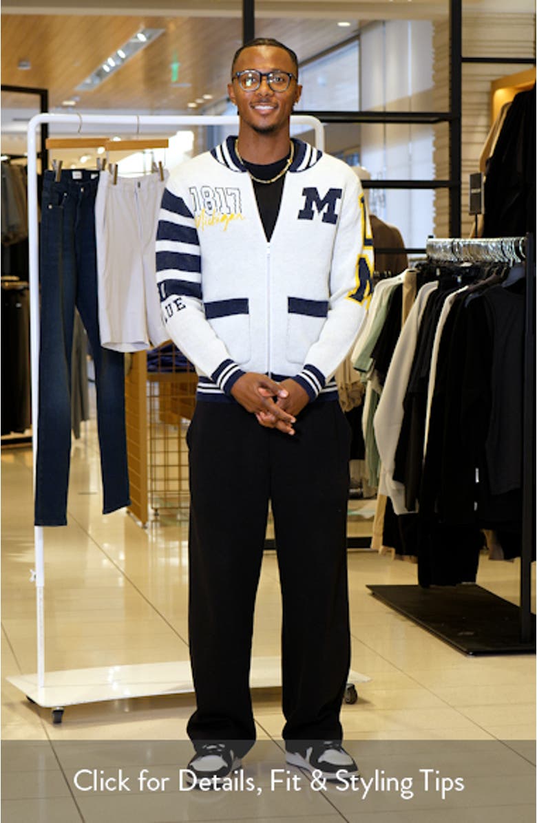 Unisex The Wild Collective Cream Michigan Wolverines Jacquard Full-Zip Sweater, sales video thumbnail