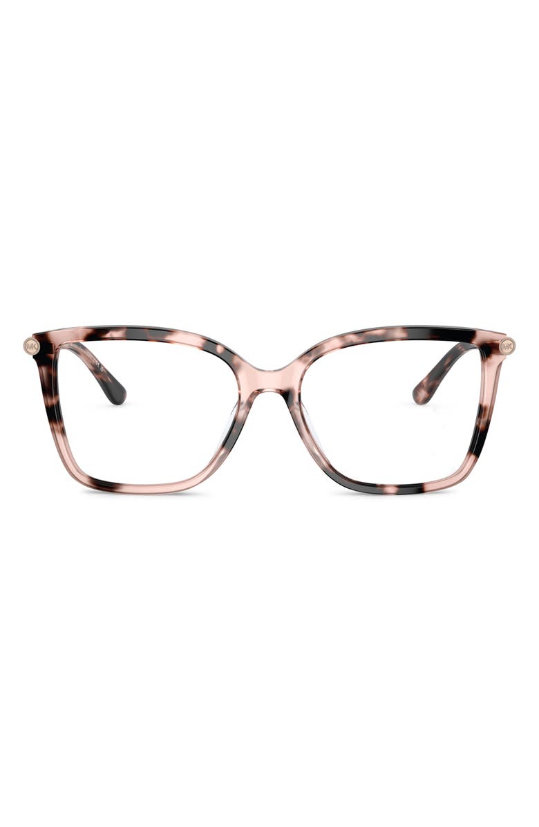 Michael Kors Shenandoah 53mm Square Optical Glasses, Main, color, Pink Tortoise