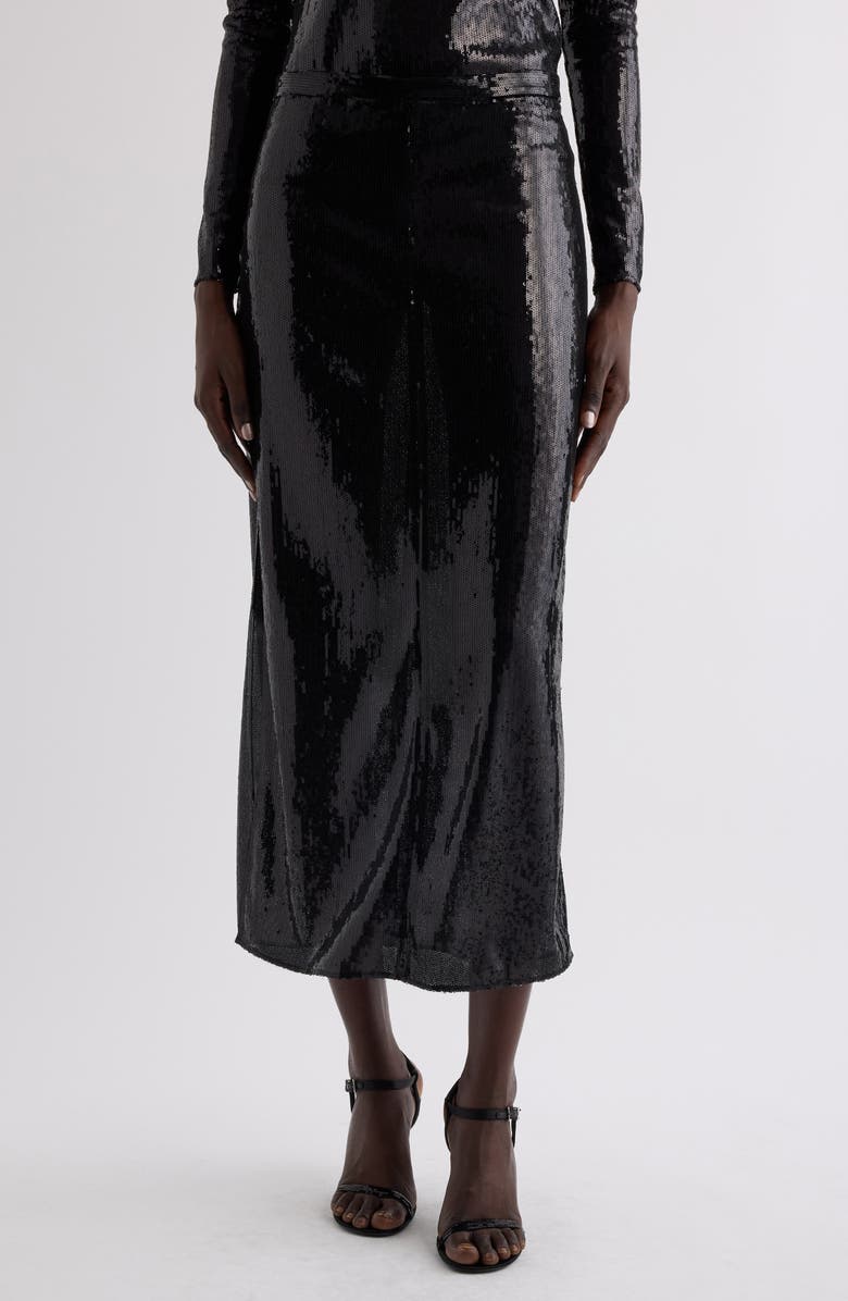 Courrèges Buckle Cutout Sequin Skirt, Main, color,