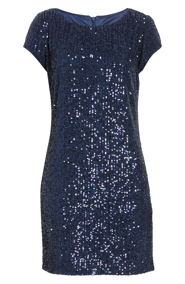 Vince Camuto Sequin Cap Sleeve Cocktail Dress, Alternate, color, 