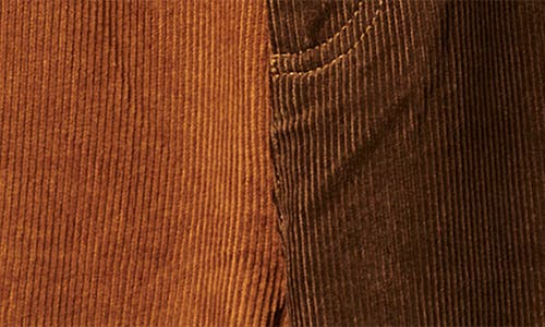 Brixton Victory Colorblock Corduroy Wide Leg Pants In Brown