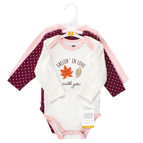 Hudson Baby Essential All-cotton Long-sleeve Bodysuit Triple Pack In Pink