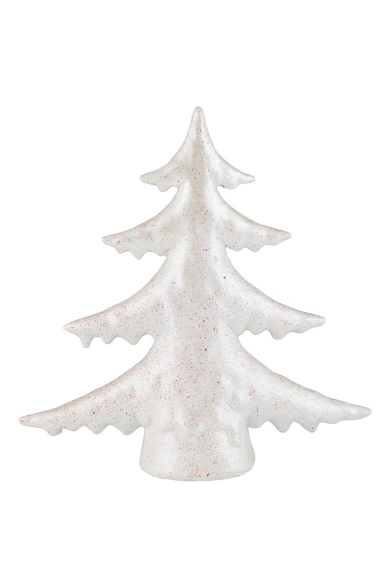 Northlight Shiny Speckled Christmas Tree Tabletop Decoration - 10" - White, Main, color, White