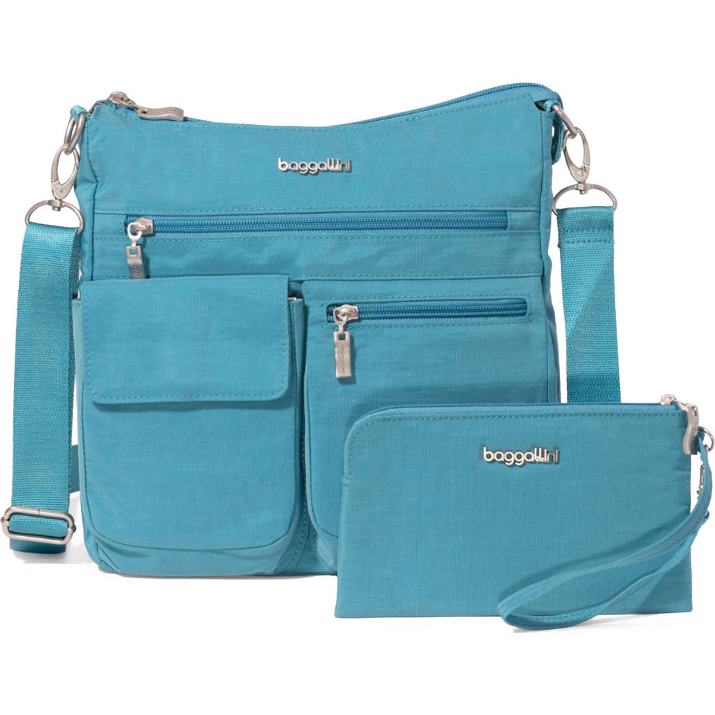 Baggallini Modern Everywhere Slim Crossbody Bag With Rfid Wristlet In Seaside Blue
