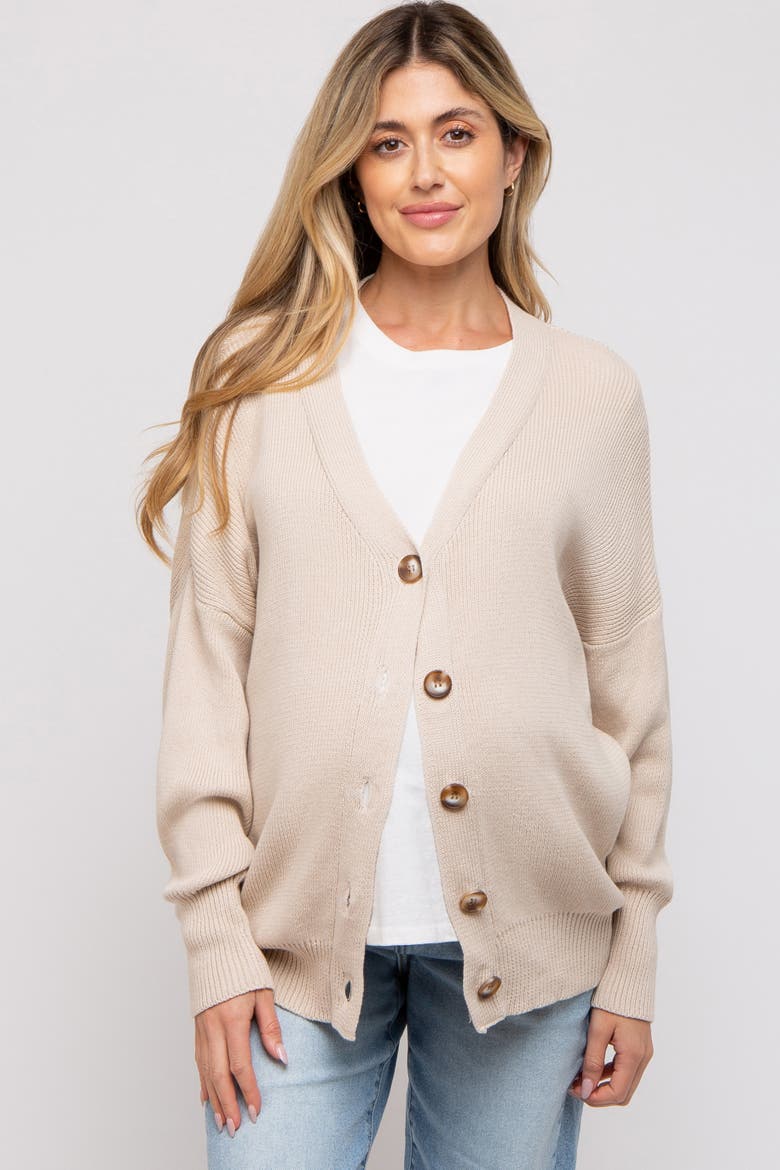 Basic Ribbed Cardigan Sweater, Alternate, color, Cream