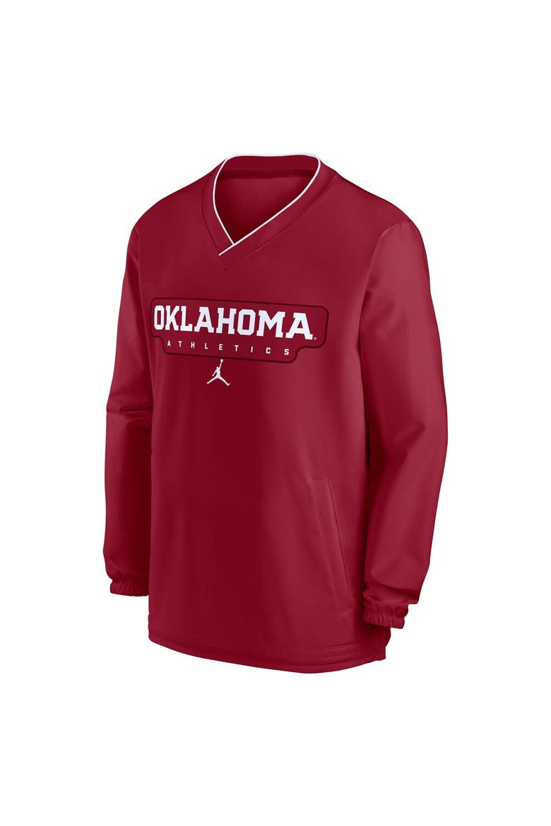 Men's Jordan Brand Crimson Oklahoma Sooners 2024 Sideline Pullover Windshirt, Alternate, color, Crimson