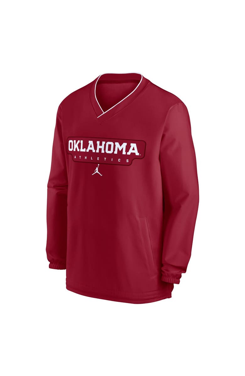 Jordan Brand Men's Jordan Brand Crimson Oklahoma Sooners 2024 Sideline Pullover Windshirt, Alternate, color, Crimson