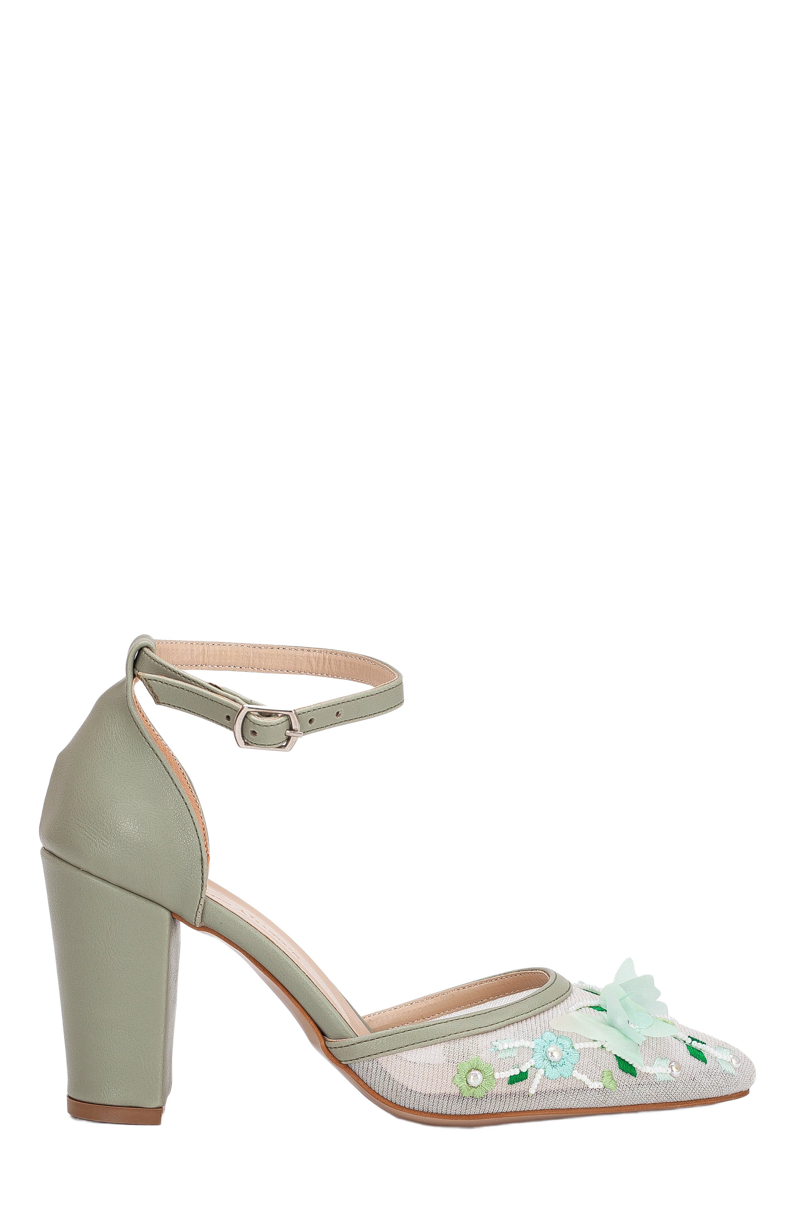 Forever & Always Shoes Ivy 3D Floral Lace High Heels, Main, color, Sage Green