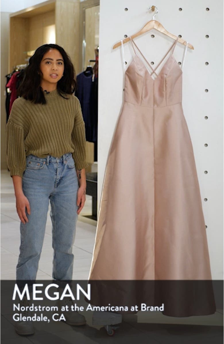 Crossback Satin Twill A-Line Gown, sales video thumbnail