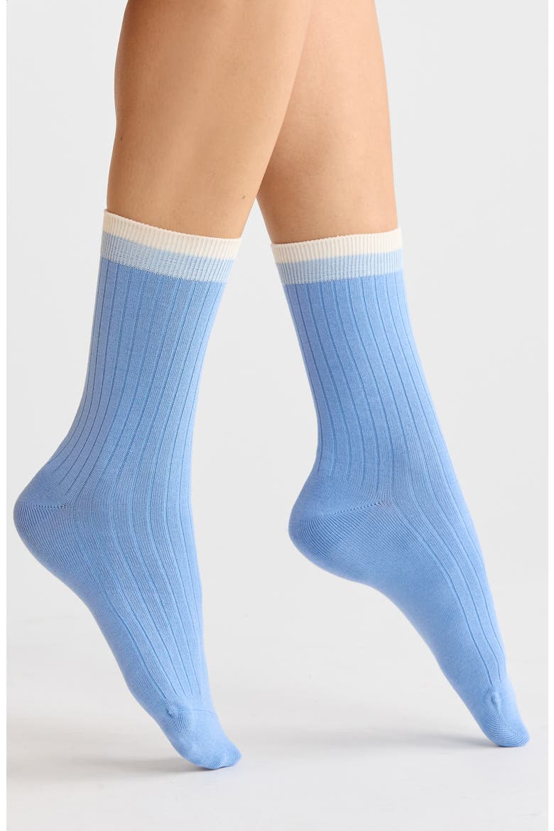 Tipped Wide Rib Dress Socks, Main, color, BLUE CORNFLOWER